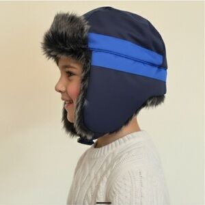 Kids Navy and Black Fur-Lined Hat